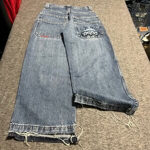 JNCO Jeans Kids Size 10 Wide Leg Baggy Denim Crown Logo B1410DAJ Blue 26x27